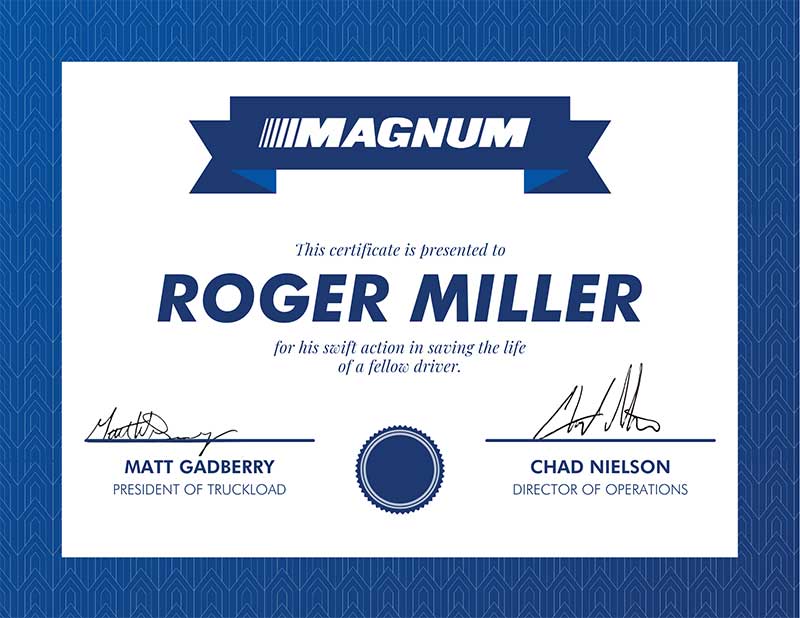 Roger ,Miller Certificate